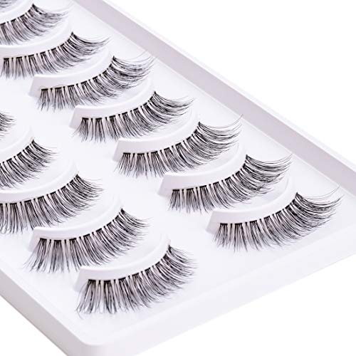 10 pares de pestañas postizas naturales Pestañas postizas 3D 100% Hecho a mano Corto Suave Reutilizable Pestañas transparentes Pestañas transparentes Pestañas de aspecto natural con pinzas por EMEDA