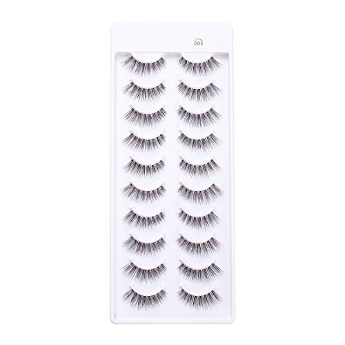 10 pares de pestañas postizas naturales Pestañas postizas 3D 100% Hecho a mano Corto Suave Reutilizable Pestañas transparentes Pestañas transparentes Pestañas de aspecto natural con pinzas por EMEDA