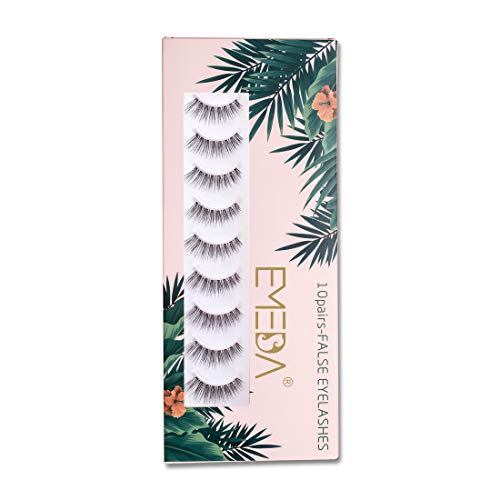 10 pares de pestañas postizas naturales Pestañas postizas 3D 100% Hecho a mano Corto Suave Reutilizable Pestañas transparentes Pestañas transparentes Pestañas de aspecto natural con pinzas por EMEDA