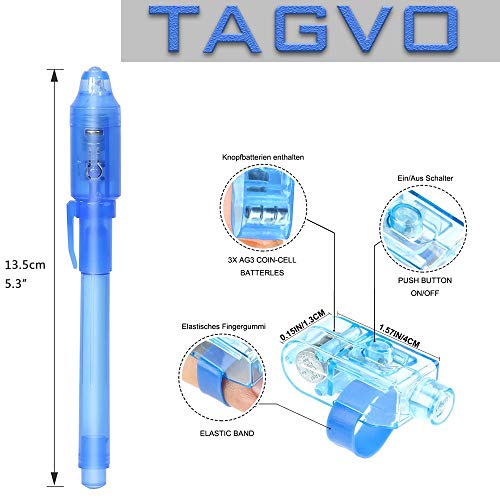 14 Bolígrafo de Tinta Invisible y 5 Luces led de Dedo lápiz espía con rotulador mágico de luz UV para Mensajes Secretos y Fiestas para Cumpleaños Infantiles Festival de Música Fiesta (14 Bolígrafos)