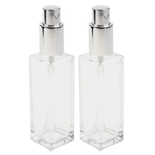 2 Unids Viaje Botella de Spray Envase de Vidrio Estuche de Perfume Tubo de 30ml - Plata