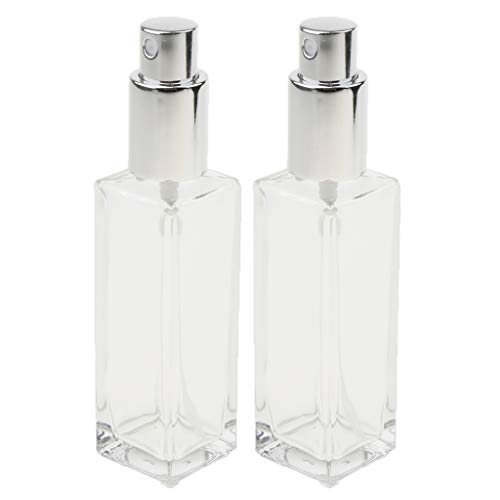 2 Unids Viaje Botella de Spray Envase de Vidrio Estuche de Perfume Tubo de 30ml - Plata