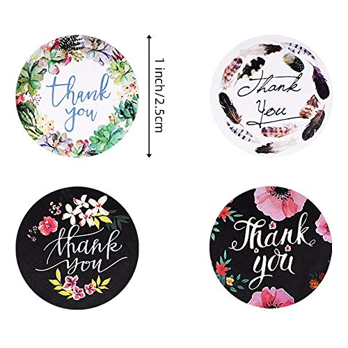 500 etiquetas autoadhesivas de agradecimiento Floral Thank You hechas a mano Round Baking Sticker Kraft etiquetas adhesivas para regalos hechos en casa 1 pulgada