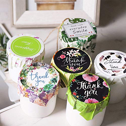 500 etiquetas autoadhesivas de agradecimiento Floral Thank You hechas a mano Round Baking Sticker Kraft etiquetas adhesivas para regalos hechos en casa 1 pulgada