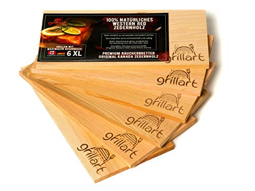 6 planchas de parrilla XXL – tablero de madera de cedro para barbacoa – tableros de ahumado de cedro de Grillart hechos de madera de cedro rojo occidental 100% natural de Canadá