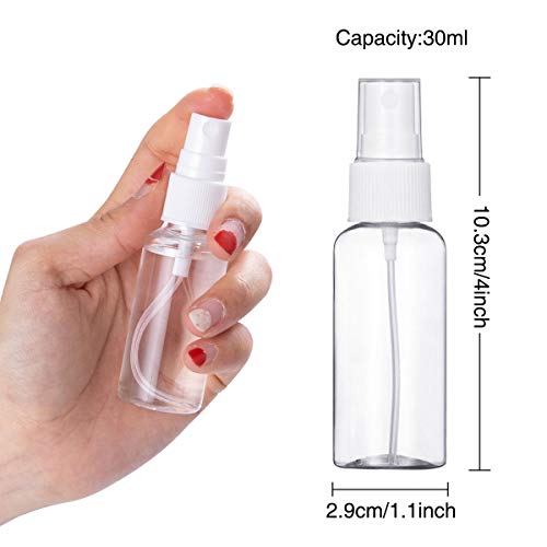 8 Piezas 30ml Bote Spray Botellas Vacía de Plástico Atomizadores Transparentes Contenedor de Pulverizador, Blanco