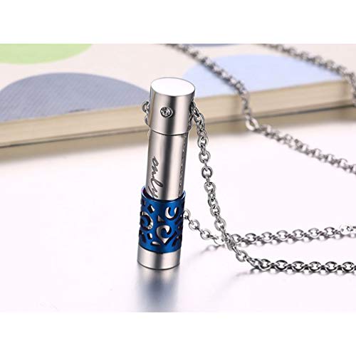 Abre Hombre Only Lover Botella de Perfume con Forma de Joya Colgante de Collar de Acero Inoxidable del Recuerdo,Azul