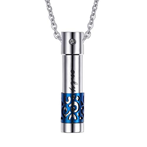 Abre Hombre Only Lover Botella de Perfume con Forma de Joya Colgante de Collar de Acero Inoxidable del Recuerdo,Azul