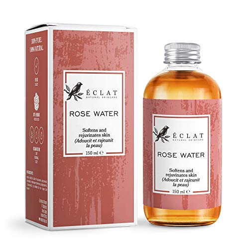 Agua de Rosas Eclat – Tónico Facial Natural Concentrado de Agua de Rosas para Calmar el Enrojecimiento, Reafirmar y Equilibrar la Piel Grasa - Listo para Usar + Con Fragancia Dulce