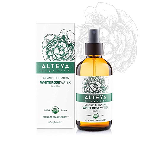 Alteya - Botella de agua de rosa blanca orgánica de 120 ml - 100% USDA certificado orgánico auténtico natural rosa Alba flor agua destilada y vendida directamente por el Rose Grower Alteya Organics