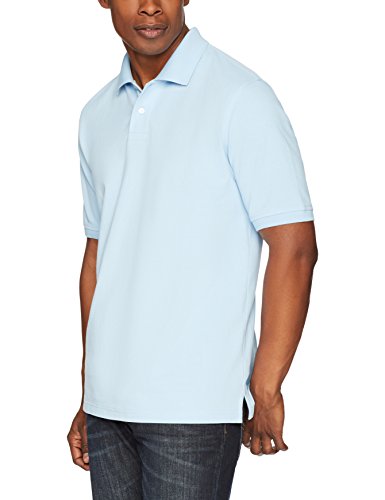 Amazon Essentials Cotton Pique Polo Shirt, Azul Claro, L