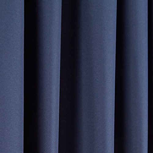 AmazonBasics - Cortinas opacas con aislamiento térmico y alzapaños, 1 unidad, 135 x 244 cm, Azul marino