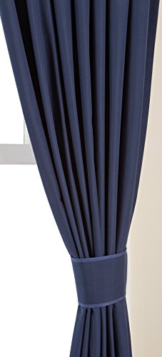 AmazonBasics - Cortinas opacas con aislamiento térmico y alzapaños, 1 unidad, 135 x 244 cm, Azul marino