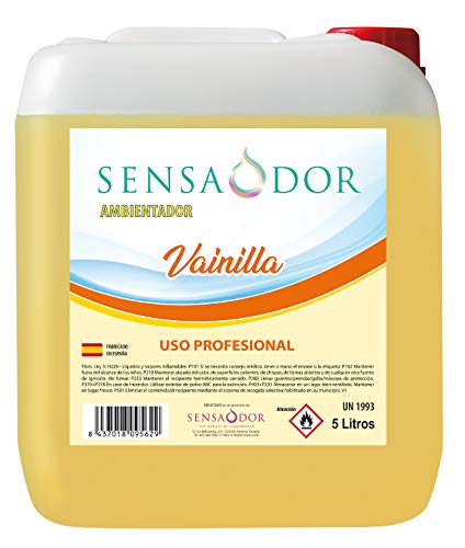 Ambientador Vainilla SENSAODOR, 5 Litros, Amarillo, Garrafa, Profesional, Empresas, Negocio, Limpieza, Neutralizador, Quitaolor, Buen olor, Aromatizador