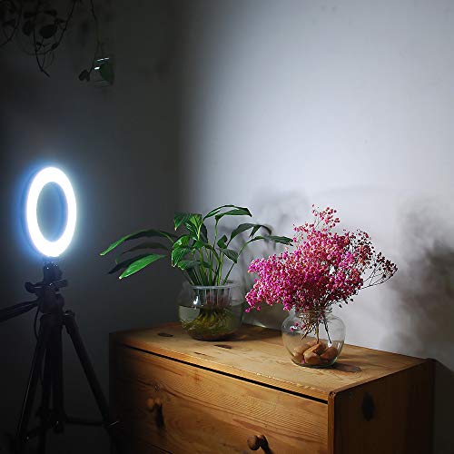 Anillo de Luz Led, Gemwon Ring Light Led Modo de 3 Luces 360 Grados Que Giran 6 Pulgadas USB Luz Anular Regulable para Fotografia, Maquillaje, Movil, Selfie, Transmisión en Vivo y Video de Youtube