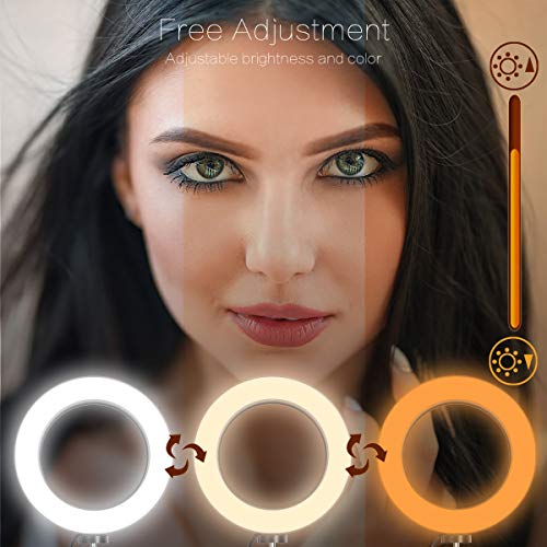 Anillo de Luz Led, Gemwon Ring Light Led Modo de 3 Luces 360 Grados Que Giran 6 Pulgadas USB Luz Anular Regulable para Fotografia, Maquillaje, Movil, Selfie, Transmisión en Vivo y Video de Youtube