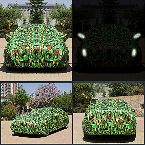 Anti-Uv Cubierta Para Coche, Pesado Lluvia Y Nieve Polvo Ultravioleta Solar Impermeable Capó Del Coche, Espesar Camuflaje Paño De Oxford La Capa De Nieve, Cuatro Estaciones,Con tira reflectante