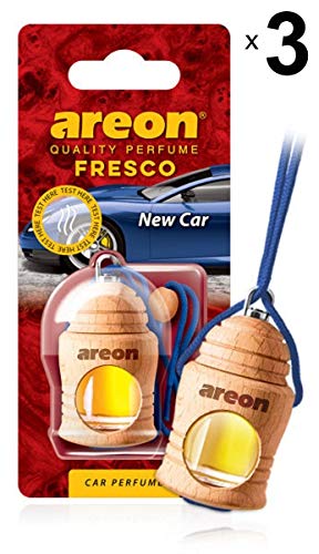 AREON Fresco Ambientador Nuevo Coche Olor New Car Colgante Azul (Pack de 3)