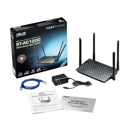 ASUS RT-AC1200 - Router inalámbrico Dual-Band AC1200 Fast ethernet (Modo Punto Acceso, Triple VLAN, aplicación ASUS Router soportada)