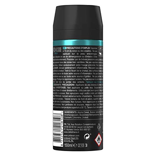 AXE Déodorant Homme Spray Apollo Frais 48h (Lot de 6x150ml)