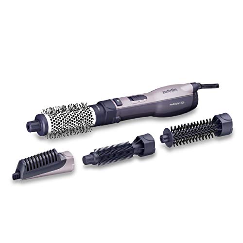 BaByliss AS121E - Cepillo de aire moldeador de pelo con 4 cabezales, 1200 W secado rápido, función iónica, 3 velocidades y aire frío, seca, peina, moldea y alisa