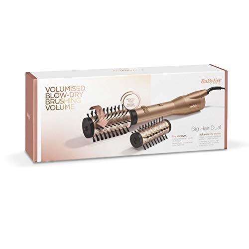 BaByliss AS952E Big Hair Dual - Cepillo de Aire, 2 Cabezales Cerámicos y Rotatorios de 50 y 40 mm, Iónico, Ajuste de Aire Frío , Tecnología Air Flow, 650W