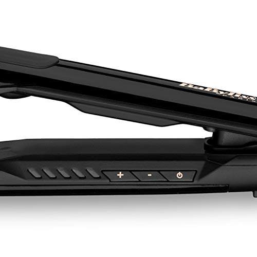 BaByliss ST481E Pure Metal Plancha de pelo profesional 2 en 1, alisa y ondula, con efecto TOP COAT, ajustes de temperatura de 150º a 230ºC, función iónica, Negro/ Oro rosa