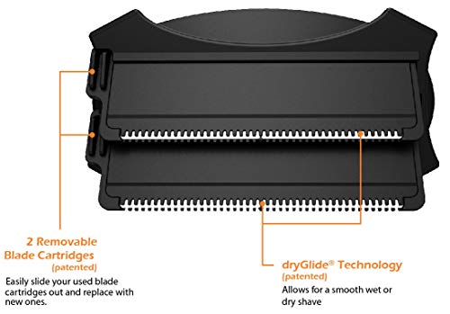 BAKBLADE Back Shaver 2.0 Depilación para Hombres y Afeitadora Corporal (DIY) no se Requiere Crema Preparación Afeitado en Húmedo o en Seco sin Dolor, 2x cuchillas de afeitar desechables