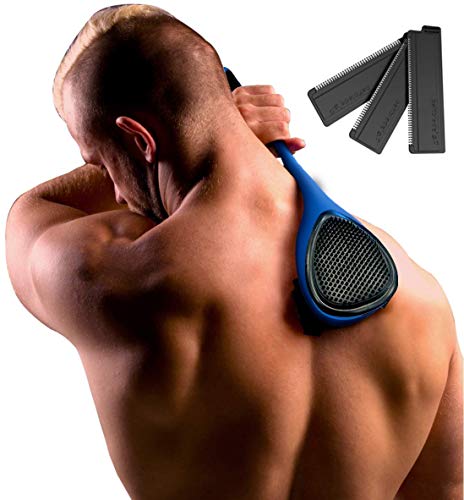 BAKBLADE Back Shaver 2.0 ELITE Depilación para Hombres y Afeitadora Corporal (DIY) no se Requiere Crema Preparación Afeitado en Húmedo o en Seco sin Dolor, 2x cuchillas de afeitar desechables