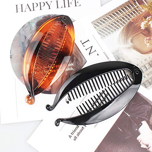 Bananas Hair Clip 8Pcs Vintage Ponytail Hairclips Long Hair Fish Shape Hair Clip 14 cm para mujer (negro, marrón mixto)