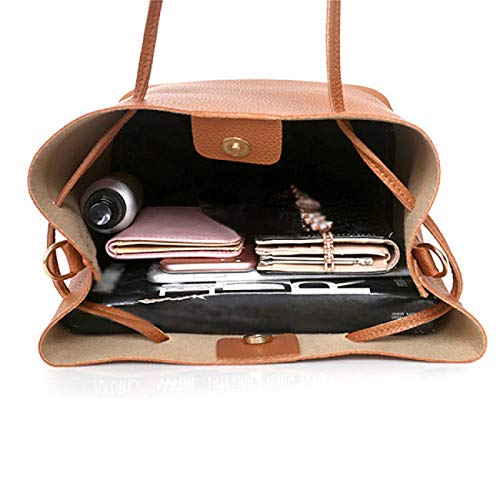 Barlingrock Fashion Women 4Pcs Mujeres Patrón Bolso de Cuero + Bolso Bandolera + Bolso Mensajero + Paquete de Tarjetas, Bolso de Mano de Cuero con Bandolera, Bolsos de Mujer, Bolso Bandolera de Moda