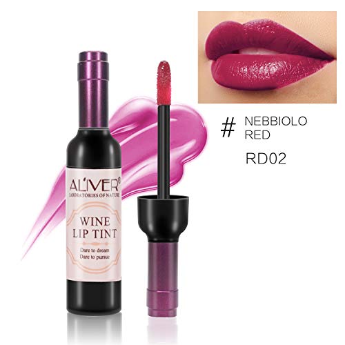 Barra de Labios, 6 Colores Pintalabios Lápiz Labial Mate Impermeable y de Larga Duración Maquillaje de Labios Belleza en Botella de Vino Tinto