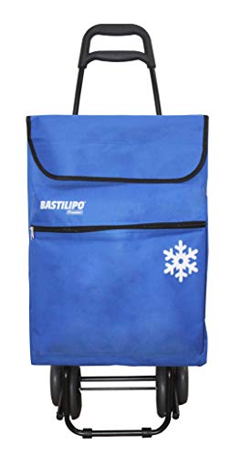 Bastilipo Julia Azul Oceano Carro de la Compra 4 Ruedas Plegables oceano-Bastilipo-50 litros de Capacidad con Bolsa termica y Bolsillo Interior, 50 litros