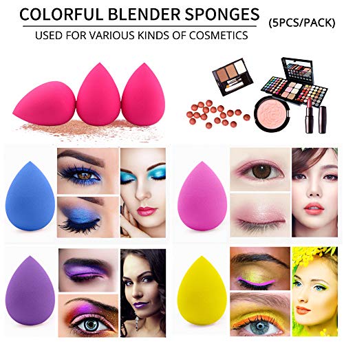 BEAKEY Esponja Maquillaje, Set de Makeup Blender Beauty para Base de Maquillaje, Ideal para Líquidos, Cremas y Polvos, 5 Unidades