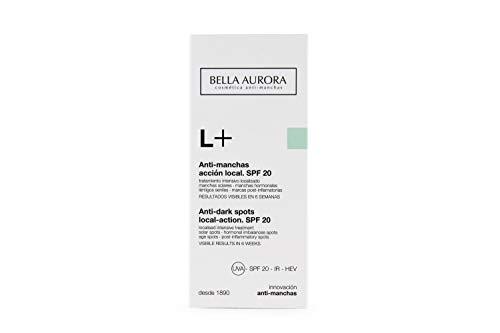 Bella Aurora L+ Crema Facial Mujer Anti-Manchas para Manchas Localizadas en la Cara | Despigmentante | Acción local | Día y Noche SPF 15, 10 ml