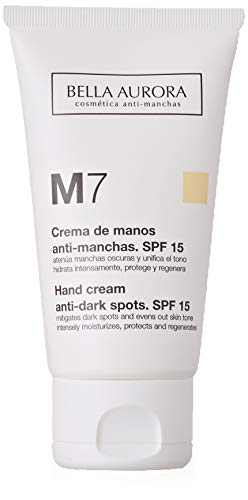 Bella Aurora M7 Crema de Manos Anti-Manchas, Anti-edad, Tratamiento Reparador Hidratante, Despigmentante, Protege y Regenera SPF 15, 75 ml