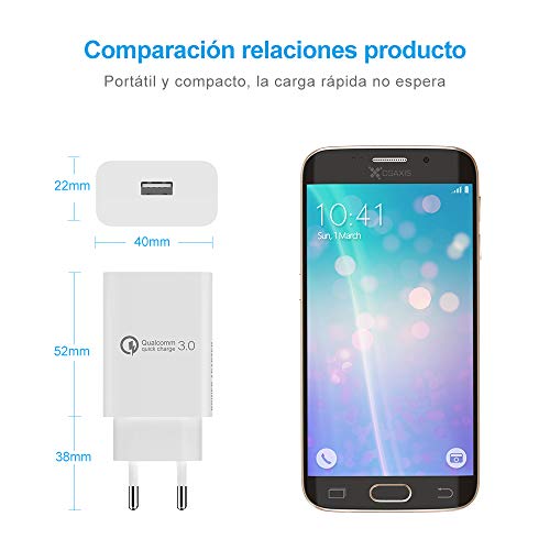 BERLS Cargador de Carga rápida Tipo C para Xiaomi Pocophone F1, Mi A2, Mi 5/8/9 Pro Mix 3 A1 Note 2 Note 3, Samsung S10 S9 S8 Plus Note 8 9 A8 A9 A3 A5 A7(2017), Huawei P20, Moto G6……