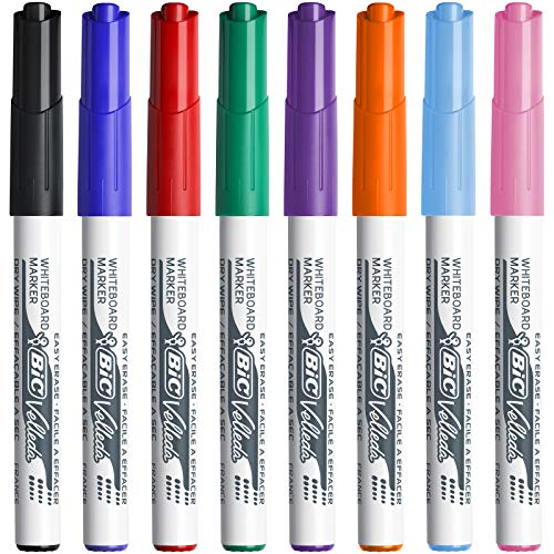 BIC Velleda 1741 - Caja de 8 unidades, marcadores de pizarra punta media, colores surtidos