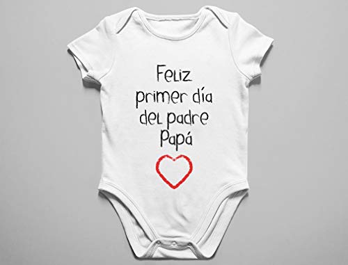 Body de Manga Corta para bebé - Regalo Padre Bebe - Feliz Primer Día del Padre - 9-12 Mes Rosa