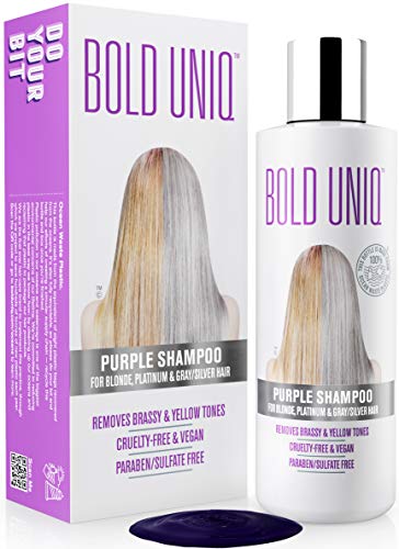 BOLD UNIQ by B Uniq - Champú matizador con pigmentos violetas para conseguir tonos plateados - Adiós al amarillo: revitaliza el cabello rubio teñido, decolorado y con mechas - Sin sulfatos - 250 ml