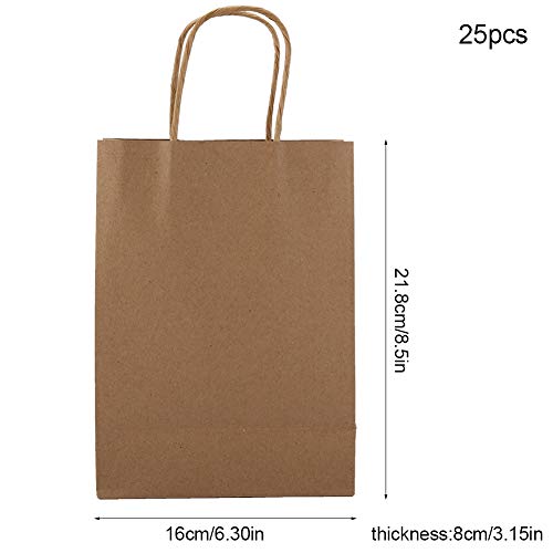 Bolsa de regalo Bolsas de compras de papel kraft al por menor Caramelo del favor del caramelo de chocolate con asa para bodas Compras 25 PCS (Kraft)