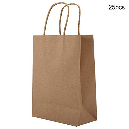 Bolsa de regalo Bolsas de compras de papel kraft al por menor Caramelo del favor del caramelo de chocolate con asa para bodas Compras 25 PCS (Kraft)