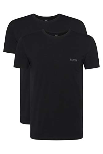 BOSS T-shirt Rn 2p Co/el Camiseta, Negro (Black 1), Medium (Pack de 2) para Hombre
