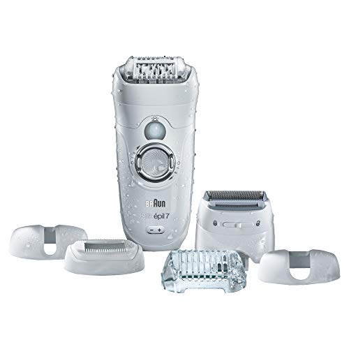 Braun Silk-épil 7 7-561 - Depiladora eléctrica inalámbrica en seco y húmedo, 6 accesorios, incluido un cabezal de afeitado y un peine de recorte, blanco