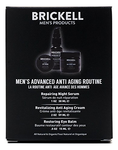 Brickell Men's Products – Rutina Antiedad avanzada – Crema facial de noche, Serum facial de Vitamina C y Crema para ojos – Orgánicos y Naturales