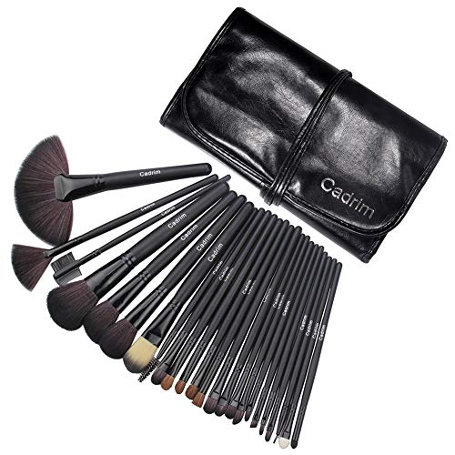 Brochas de Maquillaje,Cadrim 24pcs Maquillaje Profesional Pinceles Maquillaje de Ojos Rubor Contorno de los Labios Corrector Brochas Cosméticas + Bolso Negro