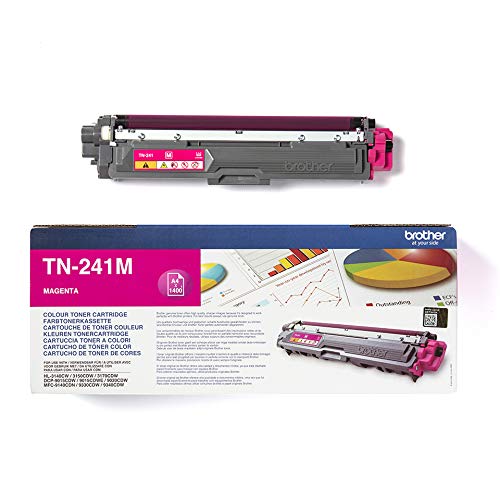 Brother TN241M - Cartucho de tóner magenta original para las impresoras HL3140CW, HL3150CDW, HL3170CDW, DCP9015CDW, DCP9020CDW, MFC9330CDW, MFC9140CDN y MFC9340CDW