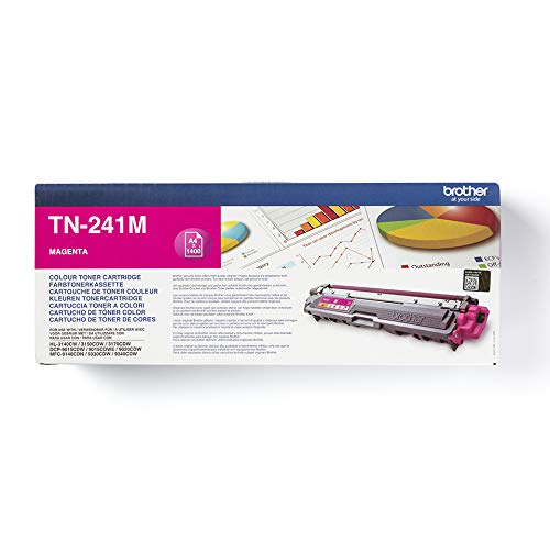 Brother TN241M - Cartucho de tóner magenta original para las impresoras HL3140CW, HL3150CDW, HL3170CDW, DCP9015CDW, DCP9020CDW, MFC9330CDW, MFC9140CDN y MFC9340CDW