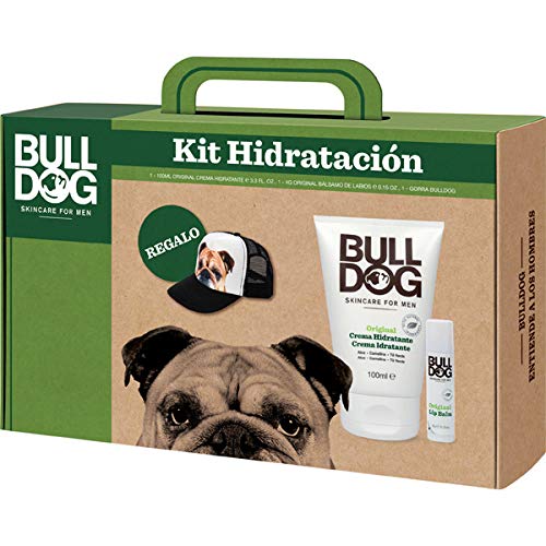 Bulldog Cuidado Facial para Hombres Hydration PACK - Kit Hidratación de Cara y Labios, Incluye Crema Hidratante Original 100 ml + Bálsamo Labial 4 g + Gorra de Regalo, Verde