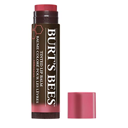 Burt's Bees Balsamo labial con color 100% natural, hibisco con ceras botnicas y manteca de karit - 1 tubo - 21 g